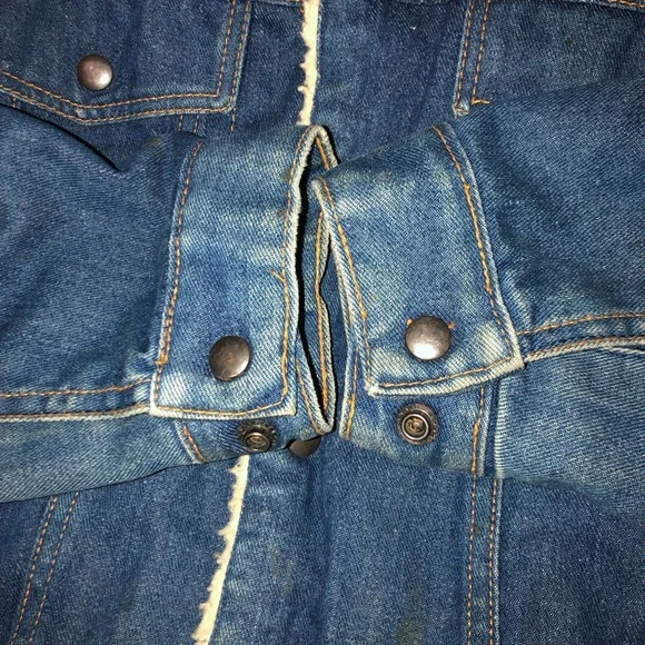 Vintage Masterpiece Apparel Denim Jacket Sherpa Lining Trucker Jean Jacket XL - Picture 8 of 12